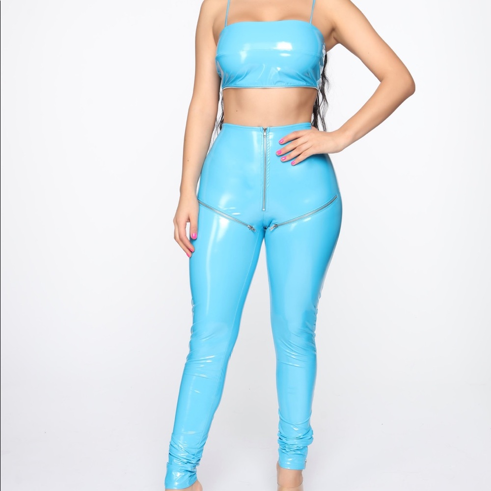 Vinyl matching pants set